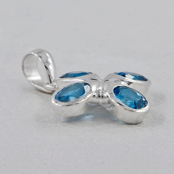 Natural Blue Topaz Silver Pendants