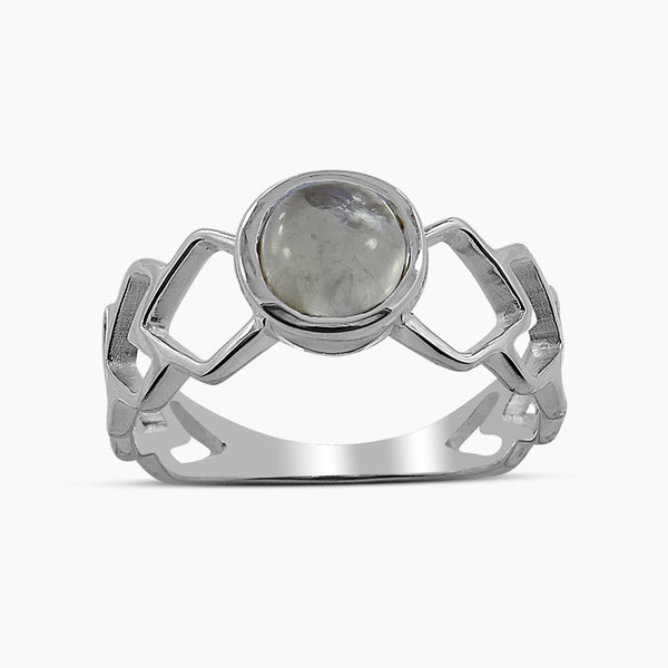 Rainbow Moonstone Silver Rings