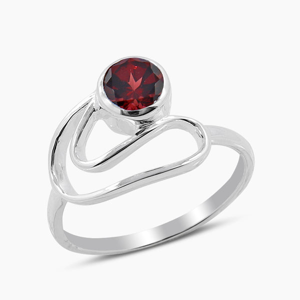 Natural Garnet Sterling Silver Rings