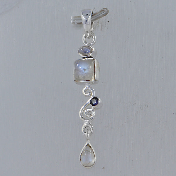 925 Silver Rainbow Moonstone Pendants