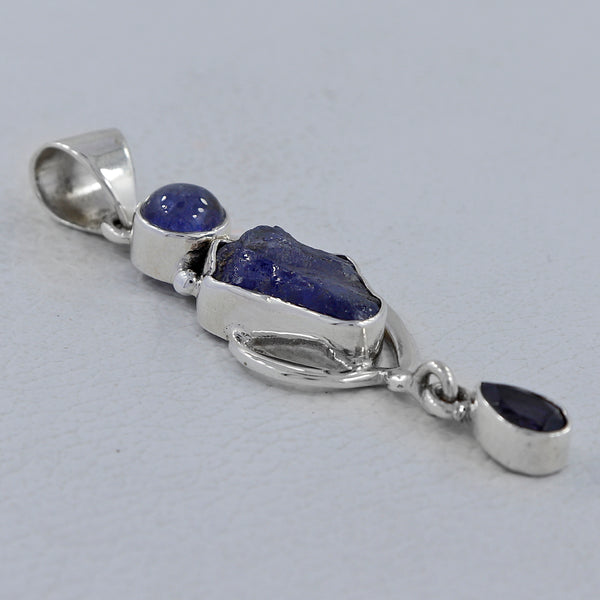 Natural Tanzanite Silver Pendants