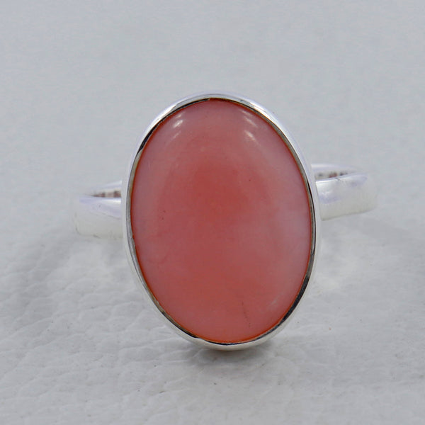 925 Silver Pink Opal Ring