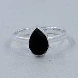 Natural Black Onyx Sterling Silver Rings