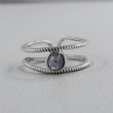 Rainbow Moonstone Silver Ring