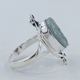 Rough Aquamarine Sterling Silver Ring