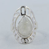 Natural Rainbow Moonstone Silver Rings