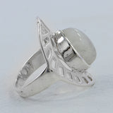 Natural Rainbow Moonstone Silver Rings