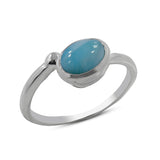 Blue Larimar Silver Adjustable Ring