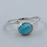 Blue Larimar Silver Adjustable Ring