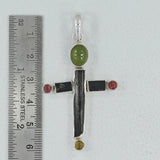Multi Tourmaline Pencil Cross Pendants