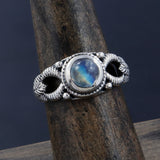 925 Silver Rainbow Moonstone Rings
