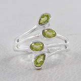 Natural Peridot Silver Rings