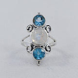 Rainbow Moonstone Silver Ring