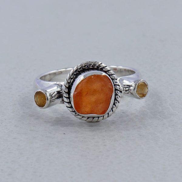 925 Sterling Silver Fanta Garnet Ring