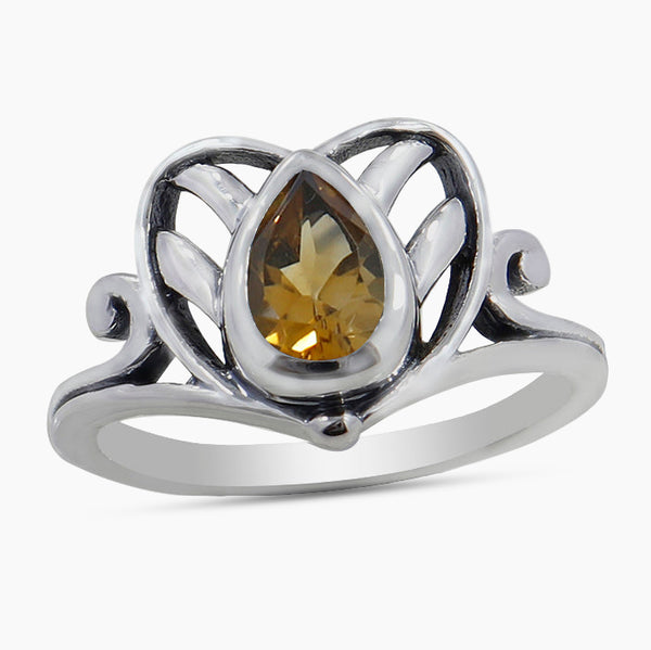 Natural Citrine Silver Ring