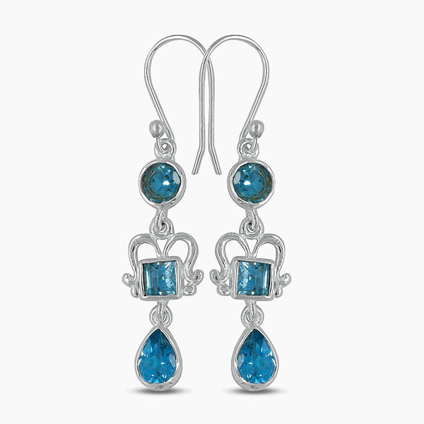 Blue Topaz Silver Earrings