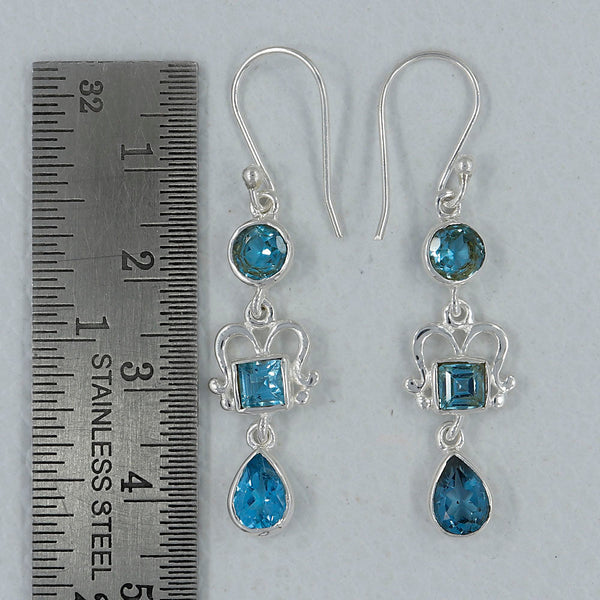 Blue Topaz Silver Earrings
