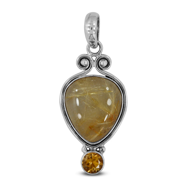 925 Sterling Silver Rutilated Quartz Pendant