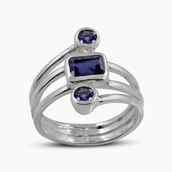 Genuine Iolite Silver Rings
