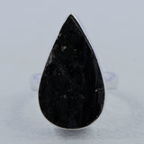 Raw Uncut Black Tourmaline silver Rings