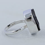 Raw Uncut Black Tourmaline silver Rings