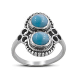 Natural Larimar Silver Rings