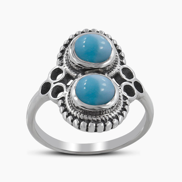 Natural Larimar Silver Rings
