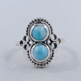 Natural Larimar Silver Rings