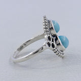 Natural Larimar Silver Rings