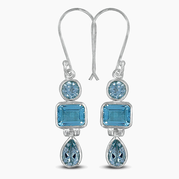 Blue Topaz Silver Earrings