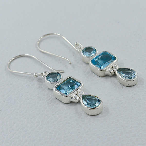 Blue Topaz Silver Earrings