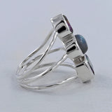 Natural Rainbow Moonstone Silver Ring