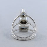 Natural Rainbow Moonstone Silver Ring
