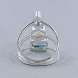 Natural Rainbow Moonstone Silver Ring