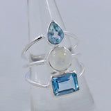 Natural Rainbow Moonstone Silver Ring