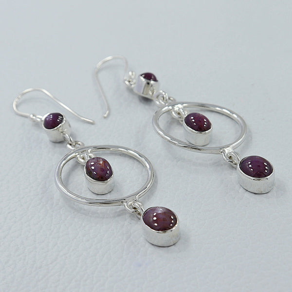 Star Ruby Silver Earrings