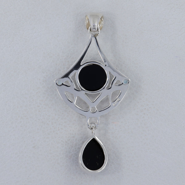 Natural Black Onyx Silver Pendants