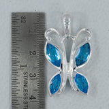 925 Silver Blue Topaz Butterfly Pendants