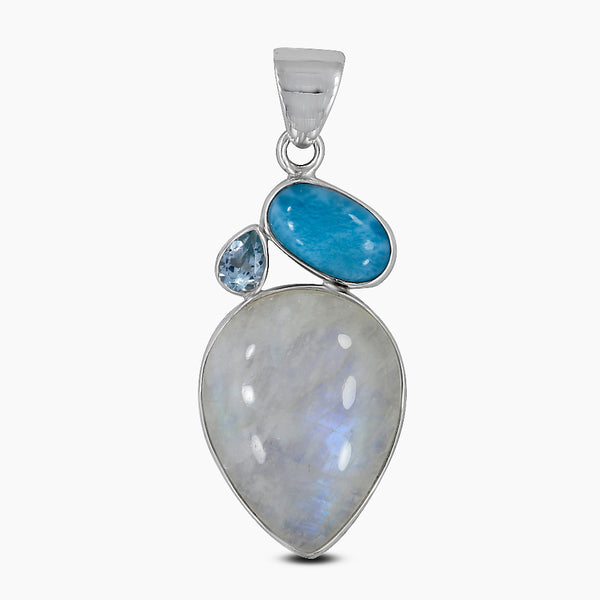Rainbow Moonstone Silver Pendants