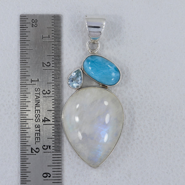 Rainbow Moonstone Silver Pendants