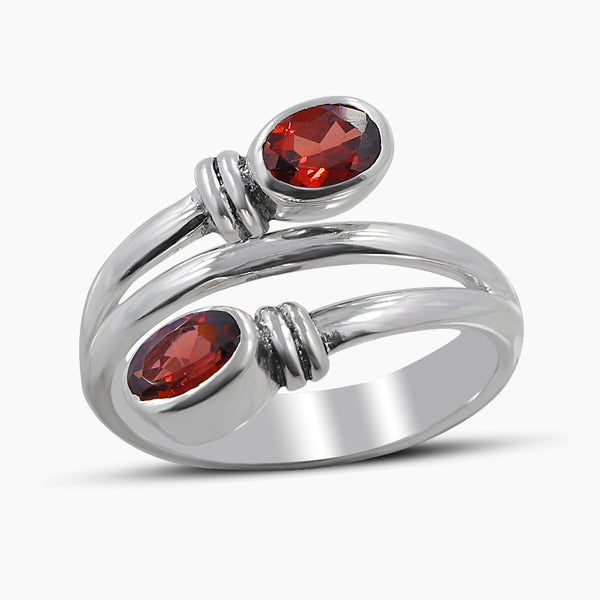 Natural Garnet Silver Rings