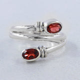 Natural Garnet Silver Rings