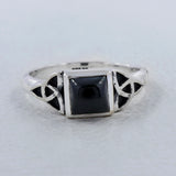Natural Rainbow Moonstone Silver Rings