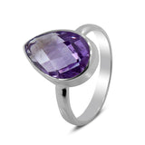 Amethyst Checker Cut Plain Ring