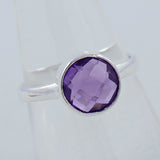 Amethyst Checker Cut Plain Ring