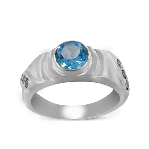 Natural Blue Topaz Silver Rings
