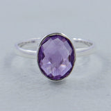 Amethyst Checker Cut Plain Ring