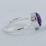 Amethyst Checker Cut Plain Ring