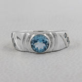 Natural Blue Topaz Silver Rings