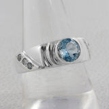 Natural Blue Topaz Silver Rings